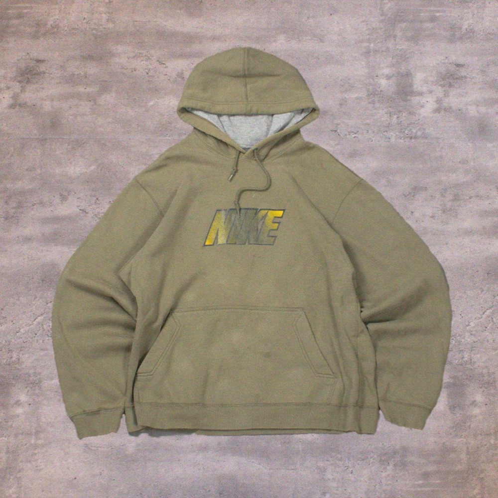 00's Nike Gradienet Thrashed Travis Scott Olive Green Baggy Oversize Hoodie